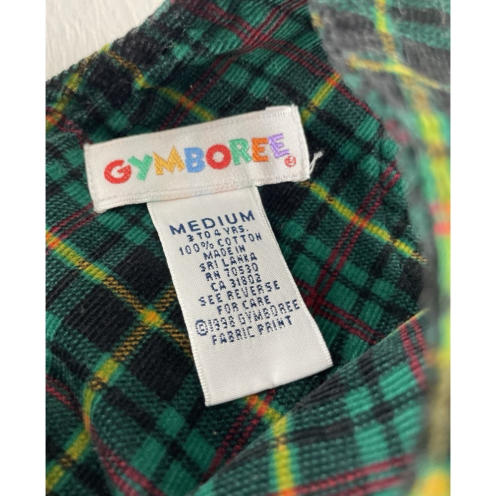 Girls Vintage Christmas Plaid Corduroy Jumper Dress | Gymboree Rainbow Tag M 3/4